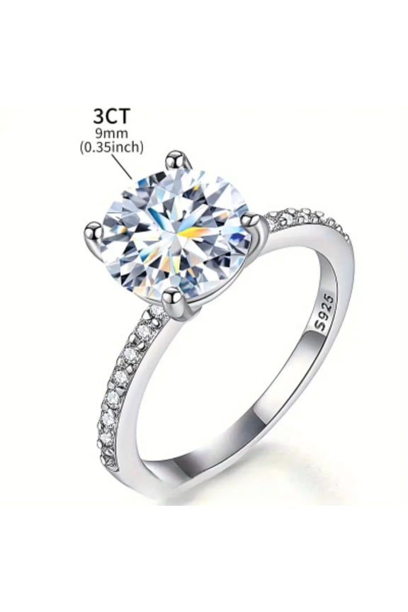 3 CT Moissanite Promise Ring 925 Sterling Silver High Quality Engagement/ Wedding Decor - 7