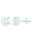 thumbnail image 1 of Rosec Jewels 3 CT Moissanite Solitaire Stud Earrings in Claw Set (7 MM Round Cut Moissanite), 14K White Gold, 1 of 8