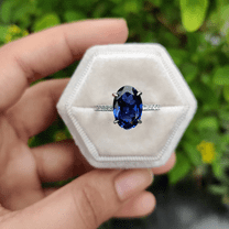 3 CT Oval Cut Blue Sapphire Engagement Ring in 925 Sterling Silver - September Birthstone - Anniversary Ring