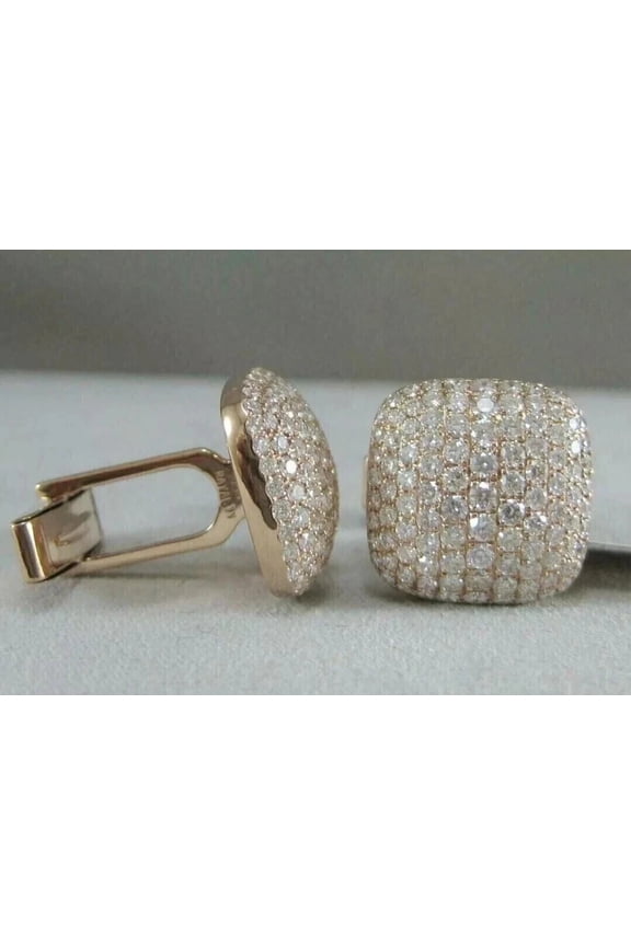 3 CT Round Cut Lab Created Diamond Men's Wedding Cufflinks 14K Rose Gold Plated