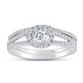 thumbnail image 1 of 3 CT Round Cut White Cubic Zirconia Bridal Ring Set In 14K White Gold Plated 925 Sterling Silver (Color: White, Clarity: VVS1-VVS2, 3.00 Cttw) -9.5, 1 of 6