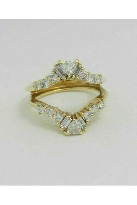 3 CT Round Moissanite Enhancer Wrap Guard Band Ring 14K Yellow Gold Plated