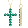 thumbnail image 1 of Rosec Jewels Certified Lab Grown Emerald Cross Pendant with Chain - Religious Necklace - AAAA Grade - Gift for Christmas, 14K Yellow Gold, 1 of 8