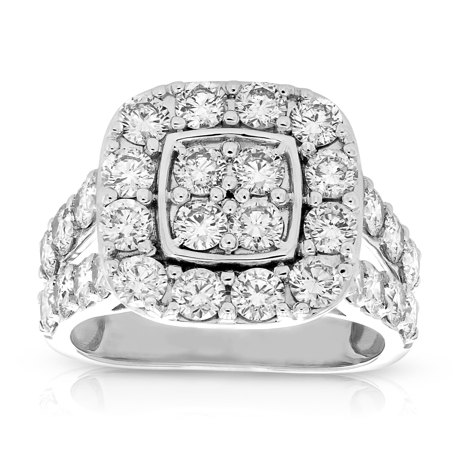 3 CTTW Diamond Engagement Ring Cushion Square 14K White Gold Bridal Wedding Size 7 Female Adult