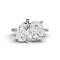 thumbnail image 1 of 3 CTW Oval and Pear Cut Lab-Grown Diamond Two-Stone Ring in 14K White Gold (Ring Size: 7), 1 of 5