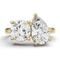 thumbnail image 1 of 3 CTW Round and Pear Cut Lab-Grown Diamond Two-Stone Ring in 14K Yellow Gold, E-F Color, VS1-VS2 Clarity (Ring Size: 4.5), 1 of 3