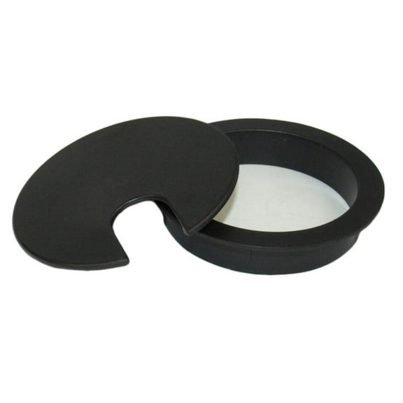 3" CUT-HOLE SIZE Black Round Wire Management Grommet with Removable Lid