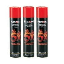 3 Can Neon 5X Refined Butane Lighter Gas Fuel Refill 300 mL 10.14 oZ Cartridge