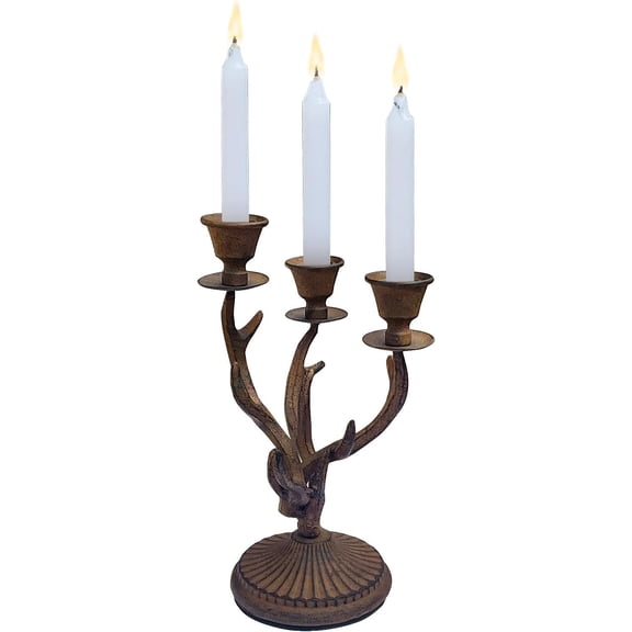 3-Candle Cast Iron Candelabra Candle Holder,Antique Candlestick Holders