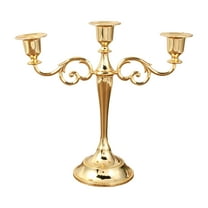 3 Candle Metal Candelabra, Taper Candle Holder Stand Centerpiece Elegant Decoration Piece for Wedding, Church, Halloween, Dining, Home Decor, Gold