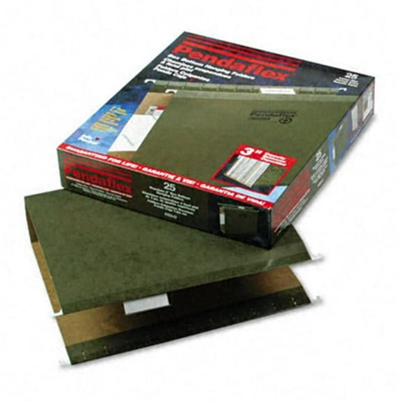 3'' Capacity Reinforced Hanging File Folder- Kraft- Letter- Standard Green- 25/Bx
