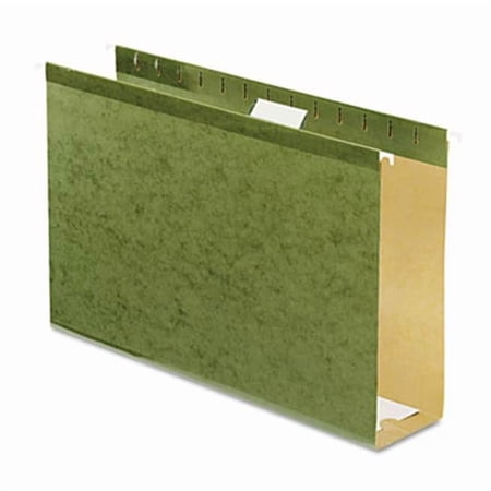 3'' Capacity Reinforced Hanging File Folders- Kraft- Legal- Standard Green- 25/Bx