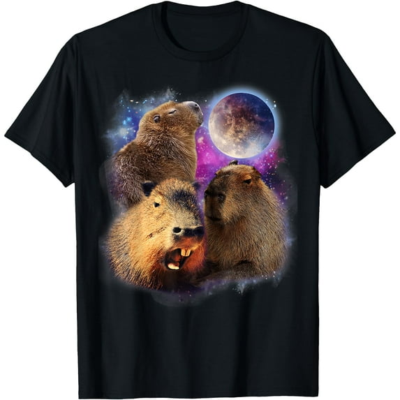 3 Capybara Moon Stuffed Friendly Animal Unisex T-Shirt for Men Women Kids Toddler
