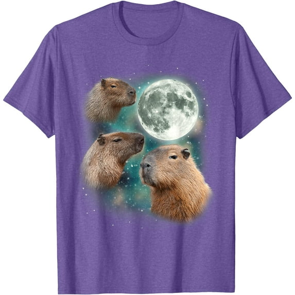 3 Capybara Moon Weird Howling Parody Unisex T-Shirt for Men Women Kids Toddler,Violet Color,Size 4XL