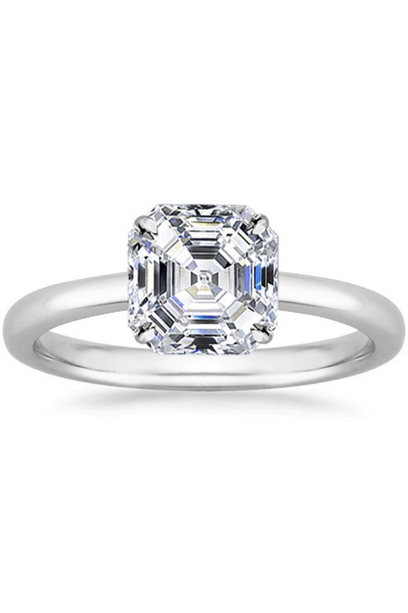 3 Carat 14K White Gold LAB GROWN Solitaire IGI CERTIFIED Diamond Engagement Ring (E-F Color VS2-SI1 Clarity) Asscher Shape Size: 5