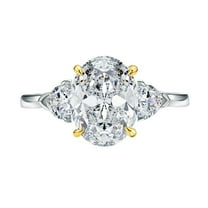 3 Carat 3 Stone Moissanite Rings for Women D Color VVS1 Oval Diamond Engagement Ring S925 Sterling Silver Promise Anniversary Ring for Her