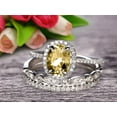 thumbnail image 1 of 3 Carat 8x6mm Oval Cut Champagne Diamond Moissanite Wedding Anniversary Gift Engagement Ring On 10k White Gold With Matching Band Art Deco Vintage Look, 1 of 5