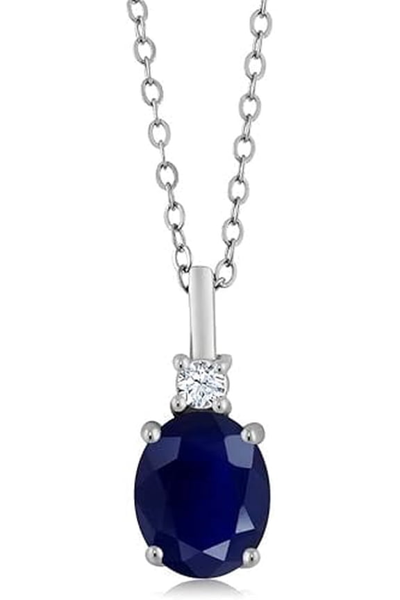 3 Carat 925 Sterling Silver Oval Cut Blue Created Sapphire Pendant Necklace for Women Emerald Cut With 18 inch Silver Chain