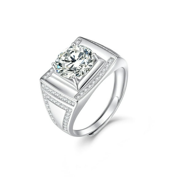 3 Carat Adjustable Moissanite Engagement Wedding Band Rings for Men D Color VVS1 Clarity Lab Created Diamond Ring S925 Sterling Silver Promise Rings for Him