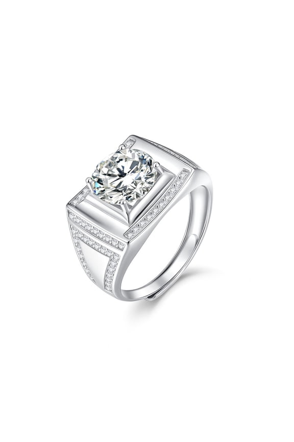 3 Carat Adjustable Moissanite Engagement Wedding Band Rings for Men D Color VVS1 Clarity Lab Created Diamond Ring S925 Sterling Silver Promise Rings for Him