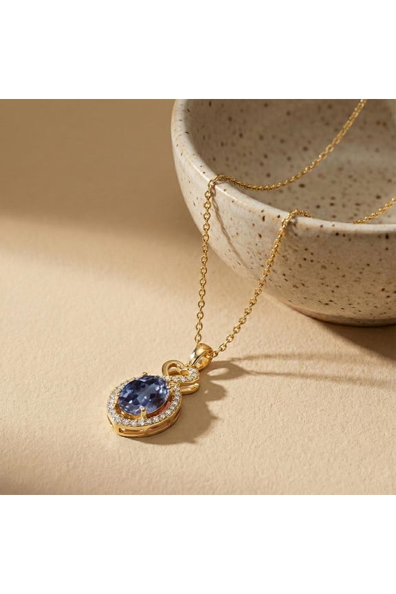 3 Carat Alexandrite Pendant Necklace Gold, June Birthstone Jewelry, Color-Changing Gemstone Diamond Halo Heart Infinity Necklace Gift
