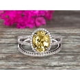 thumbnail image 1 of 3 Carat Champagne Diamond Moissanite Engagement Ring On 10K White Gold Halo Design Bridal Ring Set 8X6mm Oval Cut Gemstone Thin Pave Stacking Band Split Shank Surprisingly, 1 of 5