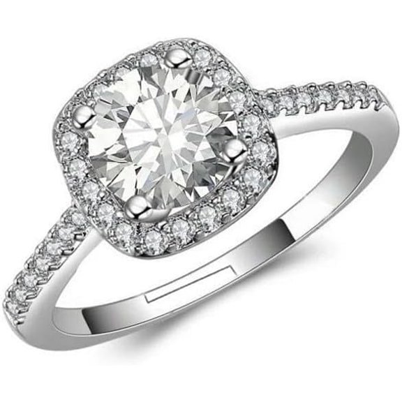 3 Carat Cubic Zirconia Statement Ring Adjustable 18K Gold Plated Womens Cocktail Ring Malibu Sunday