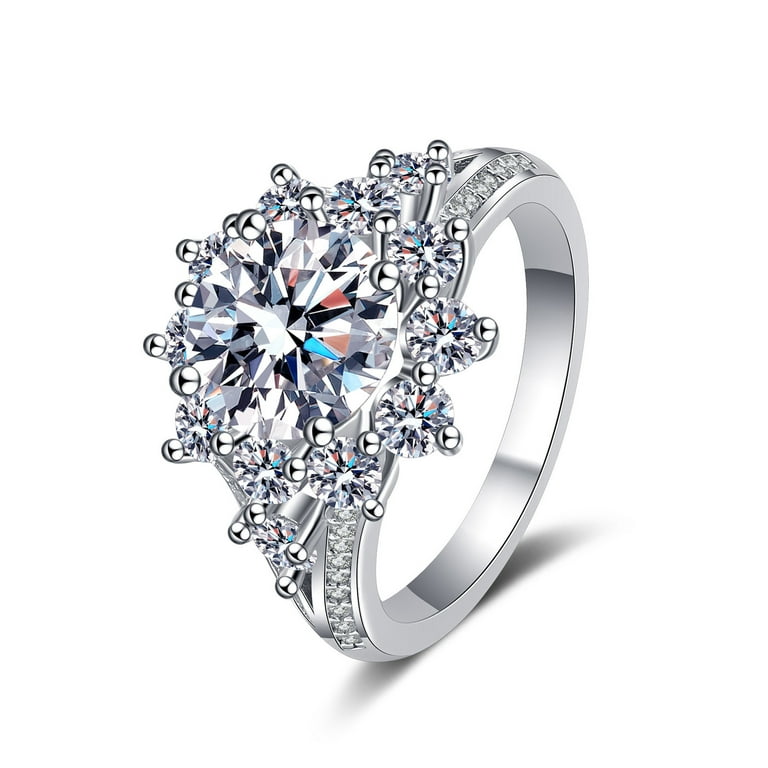 1 Carat D Color VVS1 Moissanite Diamond Rings for Women, S925