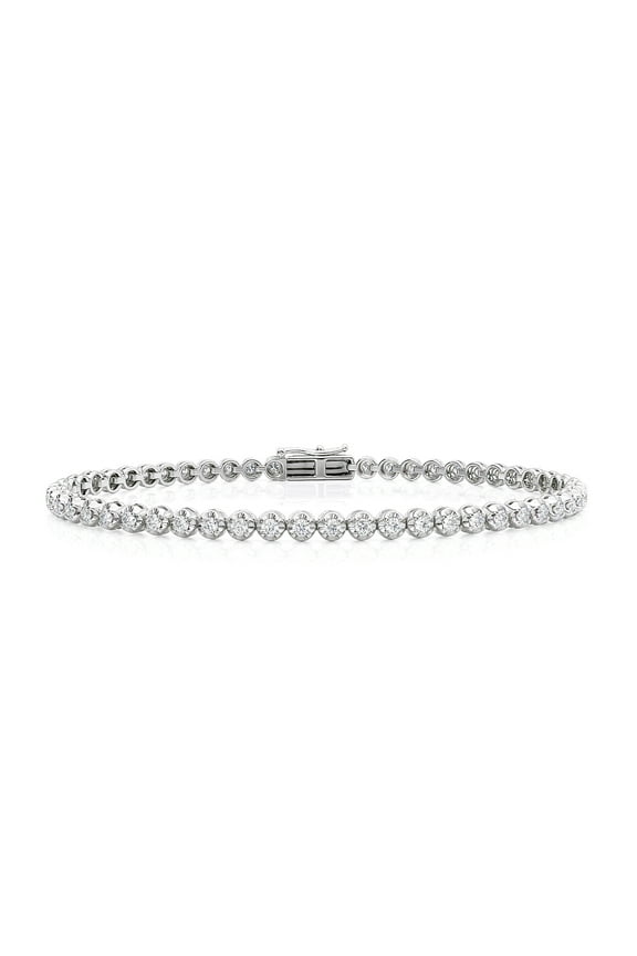 3 Carat Diamond Tennis Bracelet for Women in 14k White Gold with Secure Double Clasp Brilliant Cut by Beverly Hills Jewelers