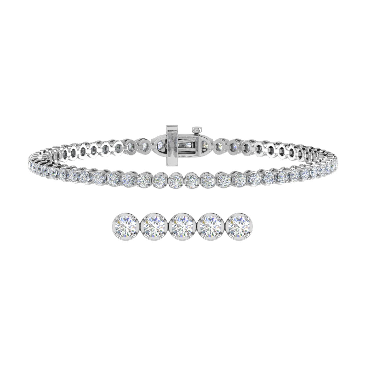 3 Carat Diamond Tennis Bracelet in 14K White Gold 7 Inch I1 I2 Clarity