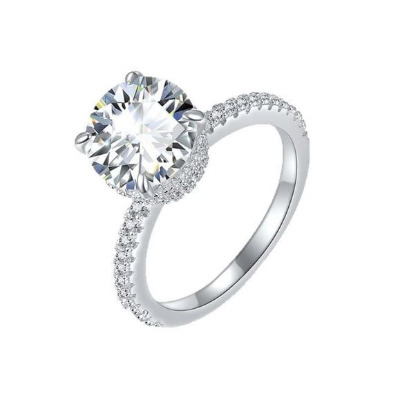 3 Carat Double Hidden Halo Moissanite Wedding Rings Round Cut D Color VVS1 Gold Diamond Ring for Women S925 Sterling Silver Bridal Promise Anniversary Ring