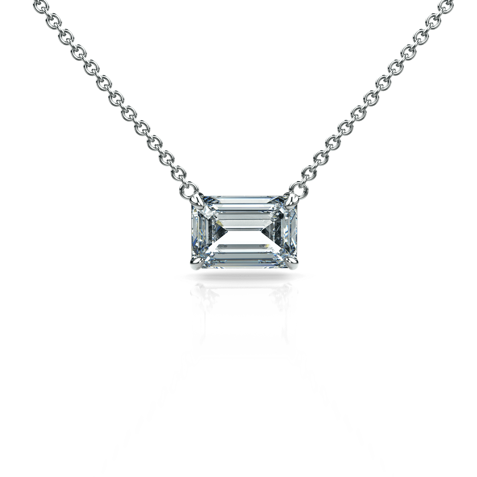 3 Carat Emerald Cut Lab Grown Diamond Floating Connected Necklace