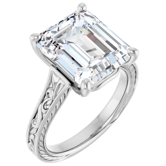 3 Carat Emerald Lab Grown Diamond Engagement Ring