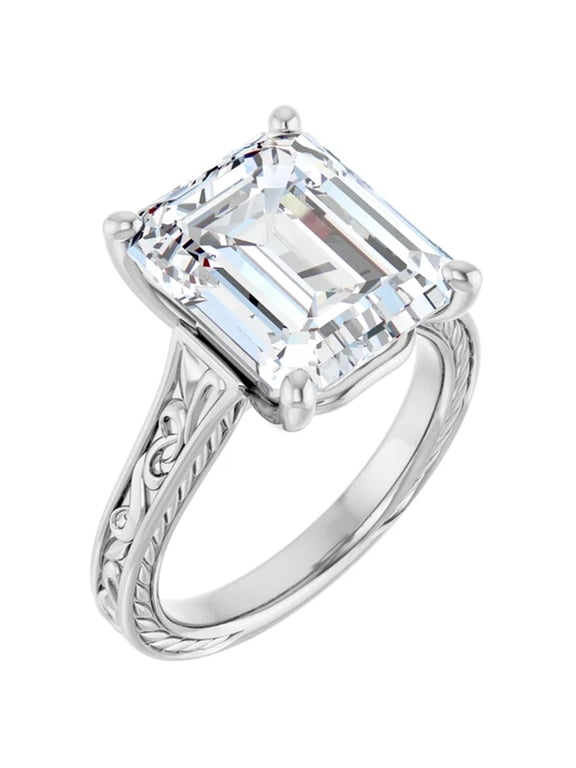 3 Carat Emerald Lab Grown Diamond Engagement Ring