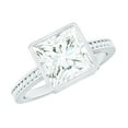 thumbnail image 1 of Rosec Jewels Moissanite Princess Cut Engagement Ring 3 Carat - 8 mm - Solitaire Bezel Set Ring - D-VS1 Quality Certified, 14K White Gold, US 10.00, 1 of 8