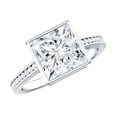 thumbnail image 1 of Rosec Jewels Moissanite Princess Cut Engagement Ring 3 Carat - 8 mm - Solitaire Bezel Set Ring - D-VS1 Quality Certified, 18K White Gold, US 4.00, 1 of 8