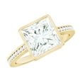 thumbnail image 1 of Rosec Jewels Moissanite Princess Cut Engagement Ring 3 Carat - 8 mm - Solitaire Bezel Set Ring - D-VS1 Quality Certified, 18K Yellow Gold, US 6.00, 1 of 8
