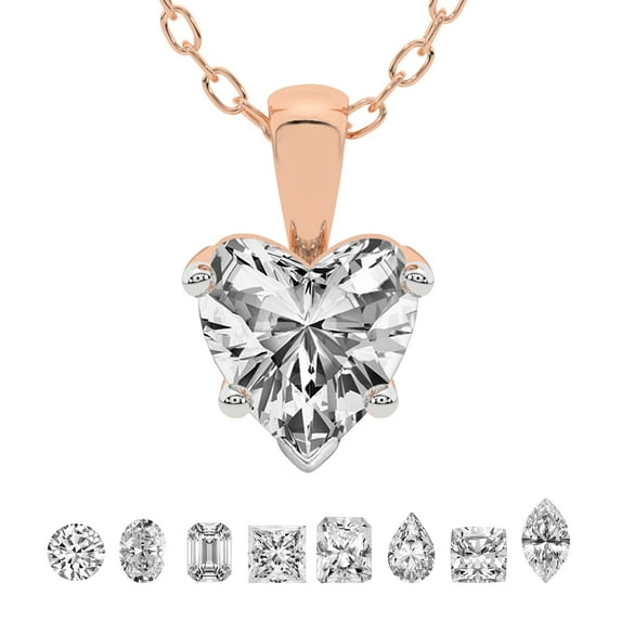 3 Carat Heart IGI Certified Lab Grown Diamond Pendant Necklace For Women | FG-VS Solitaire Pendant Necklace 14K Yellow Gold | Martina Solitaire