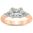 thumbnail image 1 of 3 Carat IGI Certified Cushion Shape Lab Grown Diamond Engagement Ring | 14K Rose Gold |Caroline Three Stone Side Trillion Diamond Ring | FG-VS1-VS2 Quality Friendly Diamonds, 1 of 5