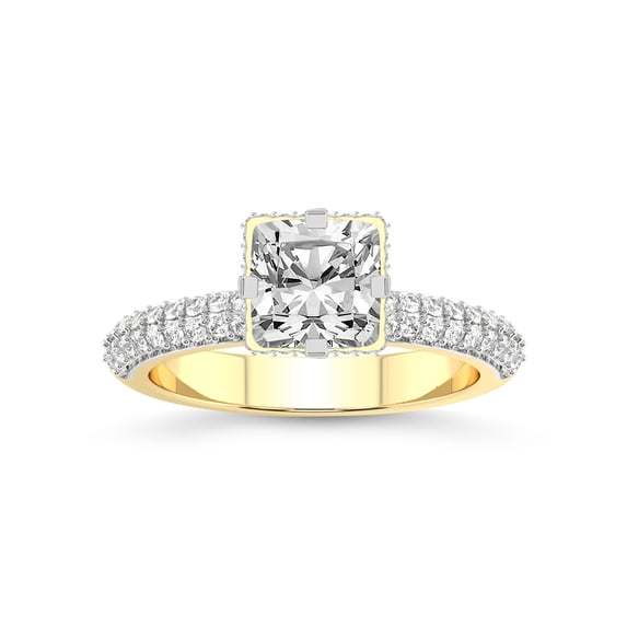 3 Carat IGI Certified Cushion Shape Lab Grown Diamond Engagement Ring | 14K Yellow Gold | Eloa Secret Halo Lab Diamond Ring | FG-VS1-VS2 Quality Friendly Diamonds