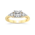 thumbnail image 1 of 3 Carat IGI Certified Cushion Shape Lab Grown Diamond Engagement Ring | 14K Yellow Gold | Leona Three stone Side Pear Shape Lab Diamond Ring | FG-VS1-VS2 Quality Friendly Diamonds, 1 of 5