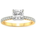 thumbnail image 1 of 3 Carat IGI Certified Cushion Shape Lab Grown Diamond Engagement Ring | 14K Yellow Gold | Venetia Half Eternity Lab Diamond Ring | FG-VS1-VS2 Quality Friendly Diamonds, 1 of 1