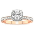 thumbnail image 1 of IGI Certified 3 Carat Cushion Shape Lab Grown Diamond Engagement Ring | 14K Rose Gold | Elle Classic Halo Diamond Ring | FG-VS1-VS2 Quality Friendly Diamonds, 1 of 6