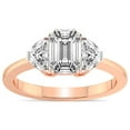 thumbnail image 1 of 3 Carat IGI Certified Emerald Shape Lab Grown Diamond Engagement Ring | 14K Rose Gold | Antonia Three Stone Half Moonset Diamond Ring | FG-VS1-VS2 Quality Friendly Diamonds, 1 of 5