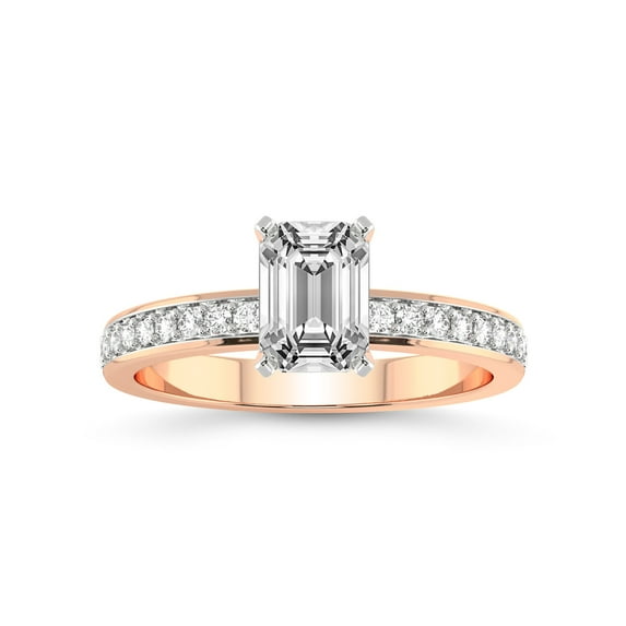 3 Carat IGI Certified Emerald Shape Lab Grown Diamond Engagement Ring | 14K Rose Gold |Charm Of Love Eternity Lab Diamond Ring | FG-VS1-VS2 Quality Friendly Diamonds