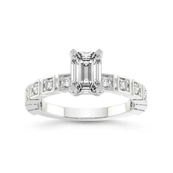 3 Carat IGI Certified Emerald Shape Lab Grown Diamond Engagement Ring | 14K White Gold | Cheryl Side Stone Lab Diamond Ring | FG-VS1-VS2 Quality Friendly Diamonds