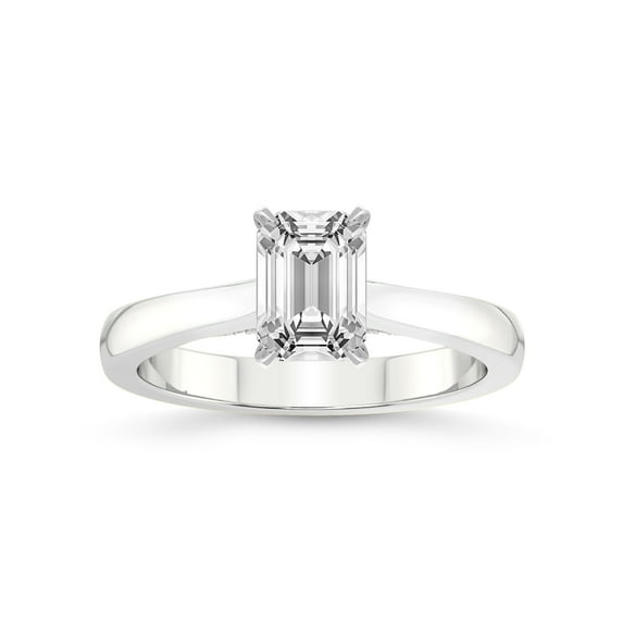 3 Carat IGI Certified Emerald Shape Lab Grown Diamond Engagement Ring | 14K White Gold |Elsa Hidden Accents Solitaire Lab Diamond Ring | FG-VS1-VS2 Quality Friendly Diamonds