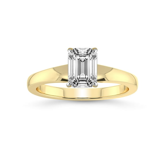 3 Carat IGI Certified Emerald Shape Lab Grown Diamond Engagement Ring | 14K Yellow Gold | Arielle Solitaire Lab Diamond Ring | FG-VS1-VS2 Quality Friendly Diamonds