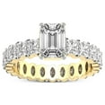 thumbnail image 1 of 3 Carat IGI Certified Emerald Shape Lab Grown Diamond Engagement Ring | 14K Yellow Gold | Celeste Side Oval Diamond Eternity Lab Diamond Ring | FG-VS1-VS2 Quality Friendly Diamonds, 1 of 5