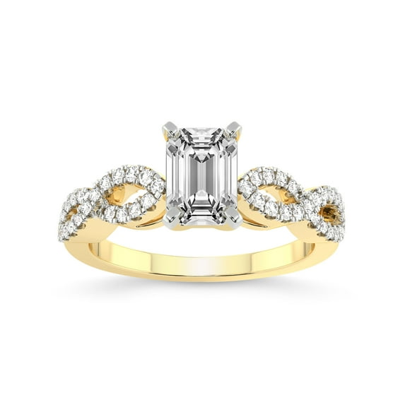 3 Carat IGI Certified Emerald Shape Lab Grown Diamond Engagement Ring | 14K Yellow Gold | Lorene Twisted Shank Lab Diamond Ring | FG-VS1-VS2 Quality Friendly Diamonds